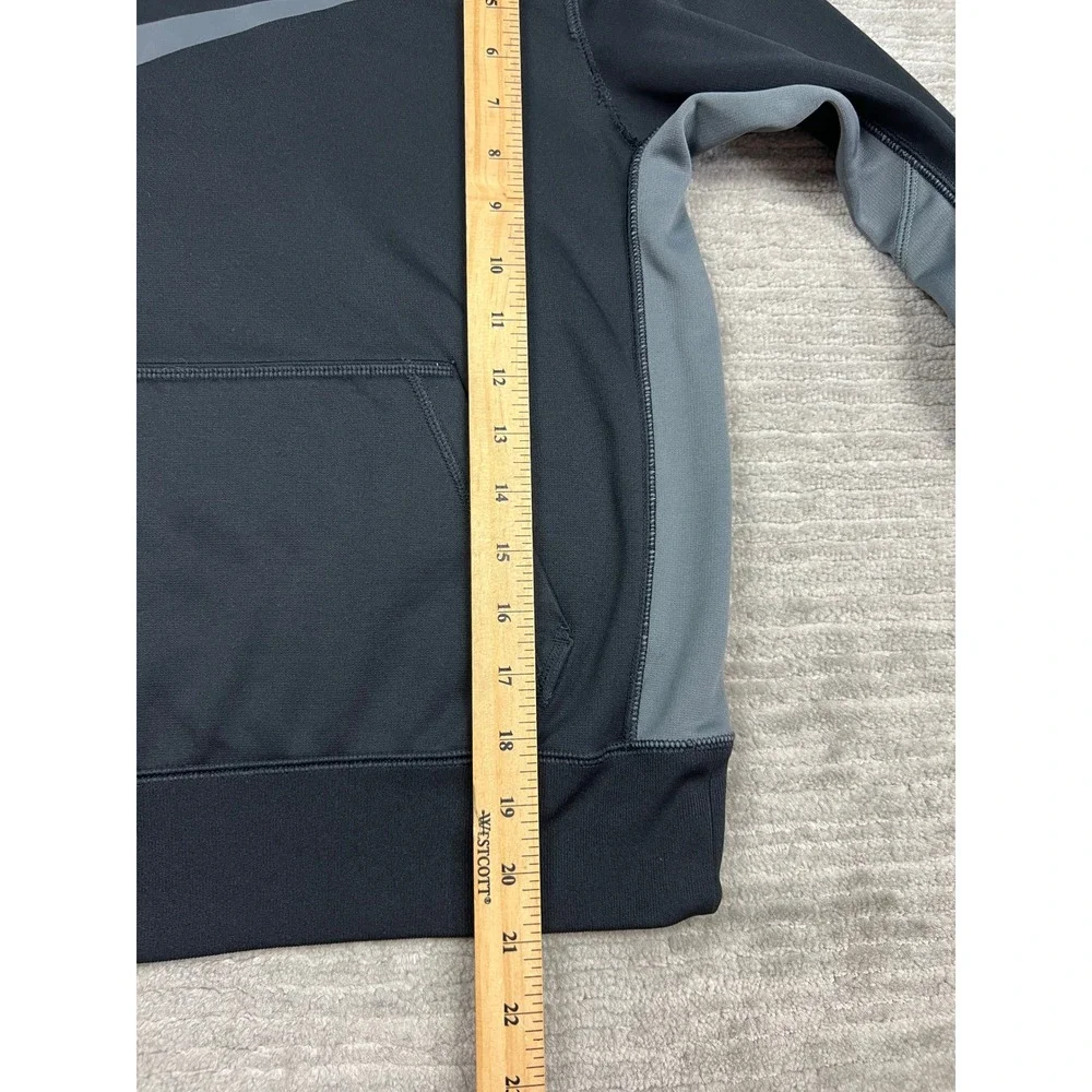 Nike Hoodie Boys Medium Black Therma-FIT Pullover Grey‎ Swoosh Sweatshirt